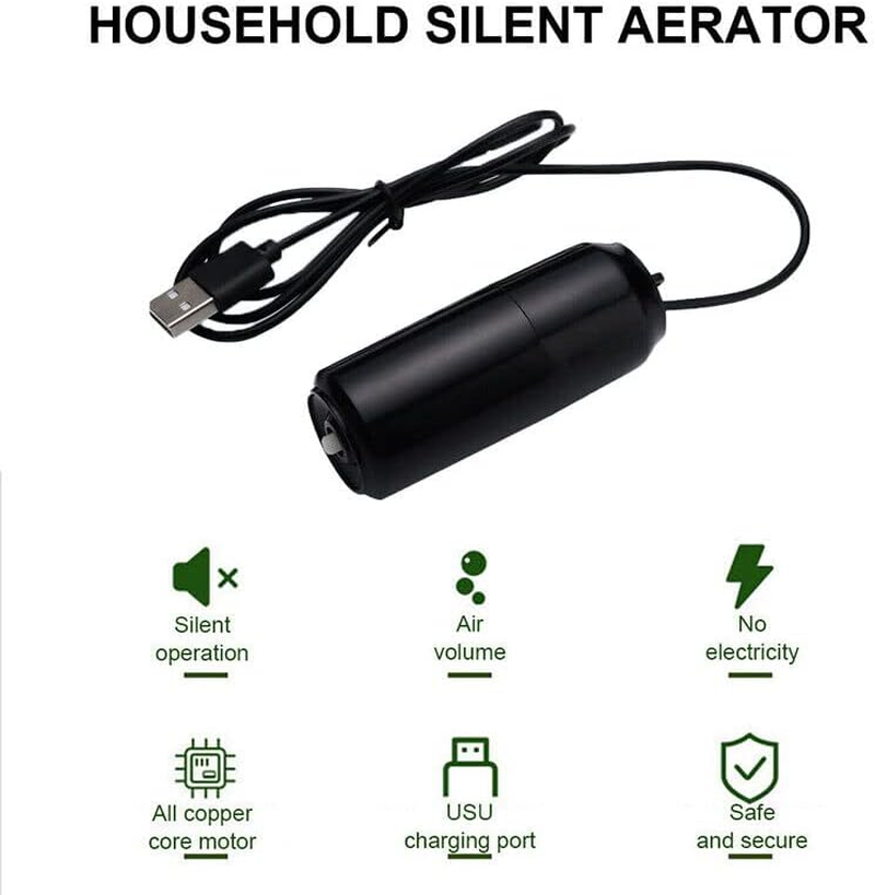 AIMALL Portable USB Aquarium Oxygen Pump Mini Fish Tank Air Pump Compressor Aerator, Mute Energy-Saving 5V Accessories, 3.35 X 1.18 Inches, Black image number 3
