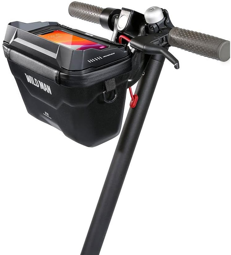 WILD MAN 3L Rainproof Hard Shell Bike Handlebar Bag for MTB, Road Bike, Scooter (XT8, Black) image number 2