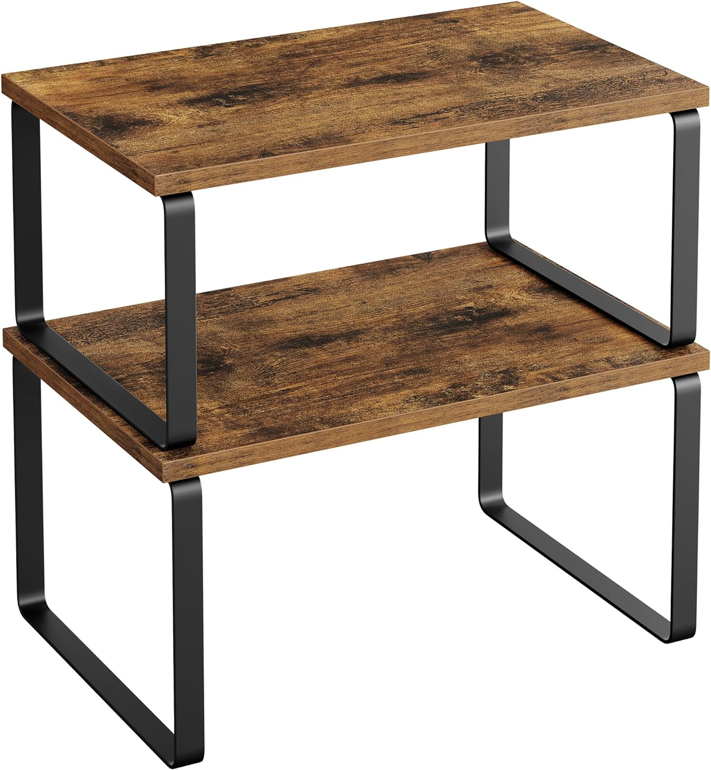 SONGMICS Spice Rack, Set of 2, Kitchen Rack, Kitchen Organiser, Expandable, Spice Holder, Stackable, Made of Metal and Chipboard, Ink Black Vintage Brown KCS020X01 image number 5