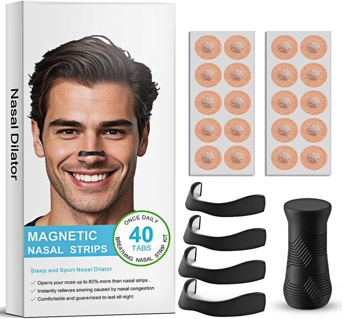 40 Pcs Magnetic Breathing Nasal Strip - anti Snoring Nose Strips with Nose Clips,Reduce Snoring & Improve Sleep Quality for Men & Women, Home,Travel, Sports Sleep Breathing Strips image number 3