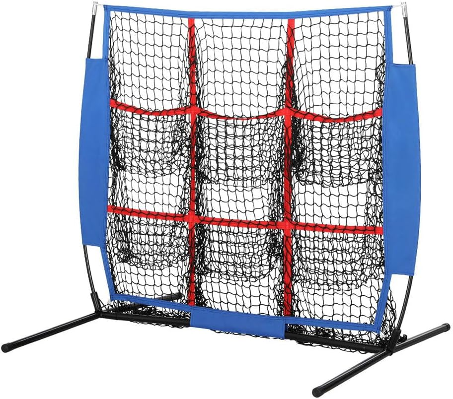Everfit Baseball Net, 9 Pockets Practice Sports Nets Goal Portable Softball Training Aid Netting Screen Backyard Indoor Outdoor Camping Equipment, with Carry Bag Lightweight Blue image number 3
