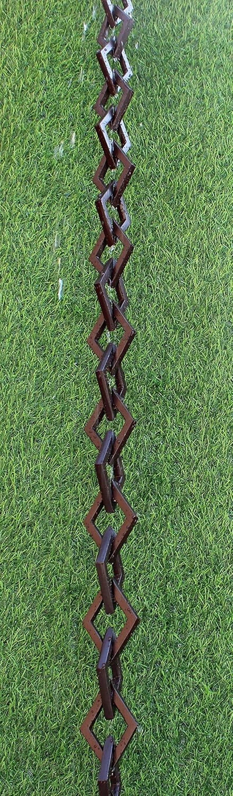 Diamond Links Rain Chain (Bronze Powder-Coat) with Installation Kit (8 Feet) image number 5