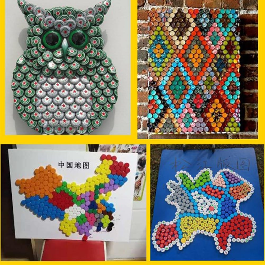 POPETPOP 200Pcs Bottle Cap Bottle Lid Bottlecaps Decor Bottles and Caps Embellishments Caps Stoppers for Bottles Milk Bottle Tops Decked Kids Crafts Child Bottle Stickers Plastic Flat image number 1