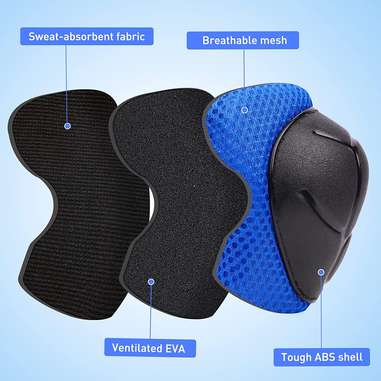 Kids/Youth Knee Pads Elbow Pads Toddler Protective Gear Set with Wrist Guards 6 in 1 for Roller Skates Cycling BMX Bike Skateboard Inline Skatings Scooter Riding Sports, Volleyball, Football，Blue-M - Black-S image number 2