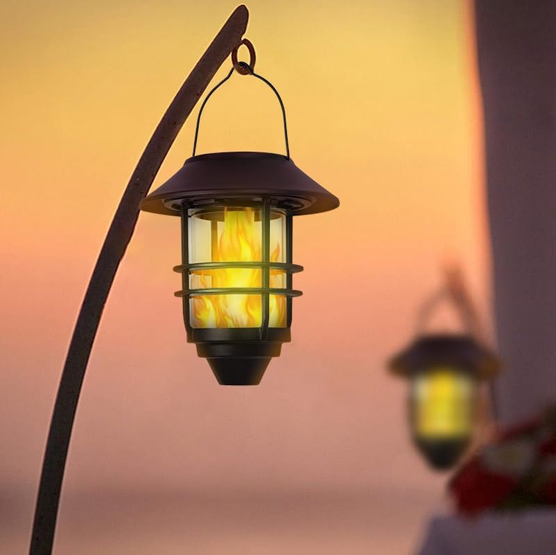 Clearhill 2 Pack Aluminium Solar Wall Lantern Outdoor, Hanging Solar Flickering Flames Lights Outdoor, Hanging Solar Lamps Wall Mount for Front Porch, Patio and Yard image number 5