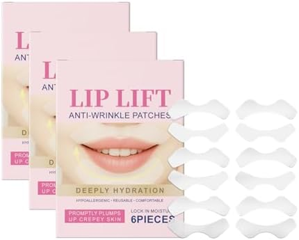 Lip anti Wrinkle Patches &ndash; Reusable Face Tape for Smoothing Smile Lines & Lip Area Wrinkles, Breathable Overnight Firming Moisture Pads for All Skin Types (3 Box/ 18 Pairs)