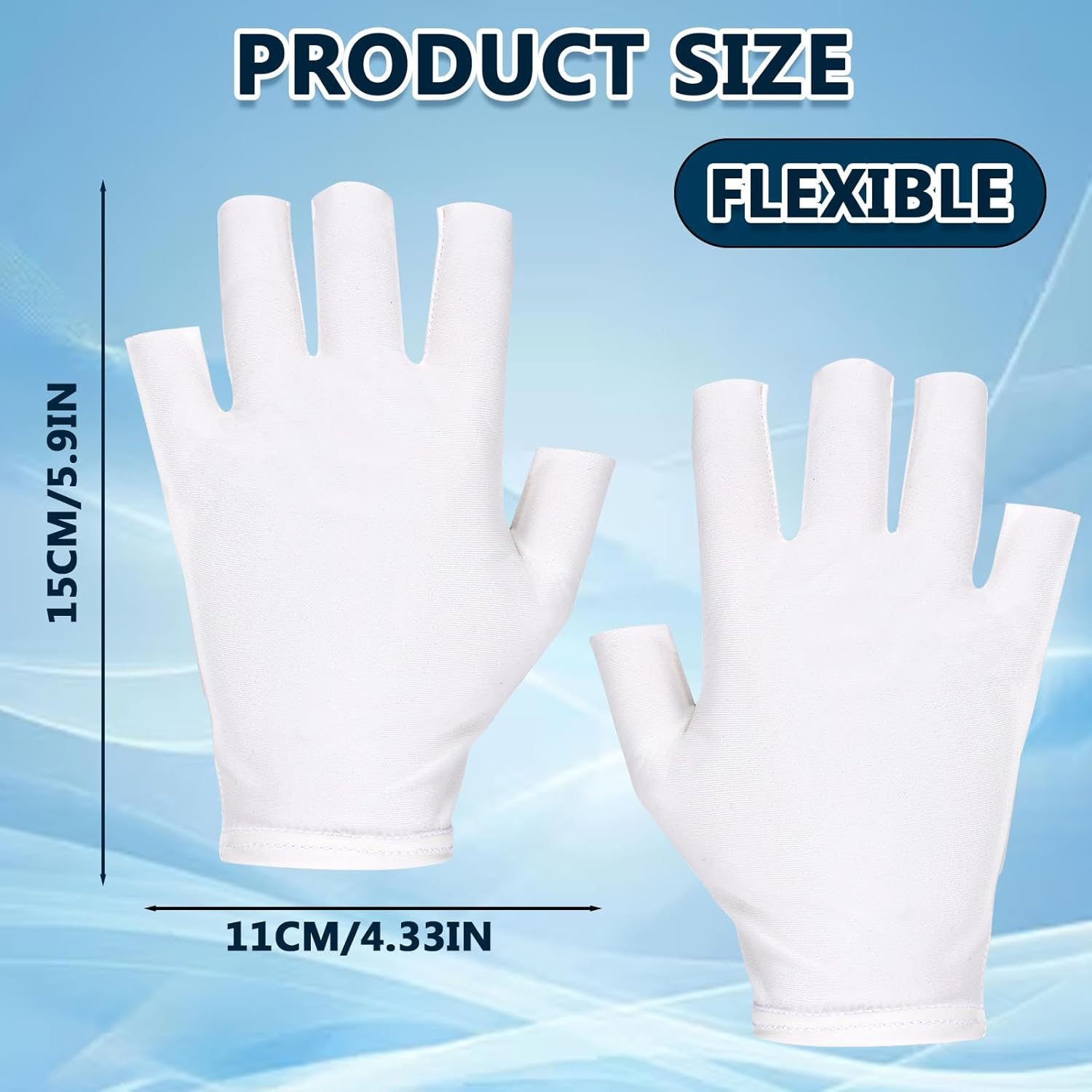 2 Pairs of White Cotton Gloves for Dry Hands Sleeping, White Fingerless Gloves, Eczema Glove for Moisturizing, Touchscreen, Spa, Skin Treatment image number 2