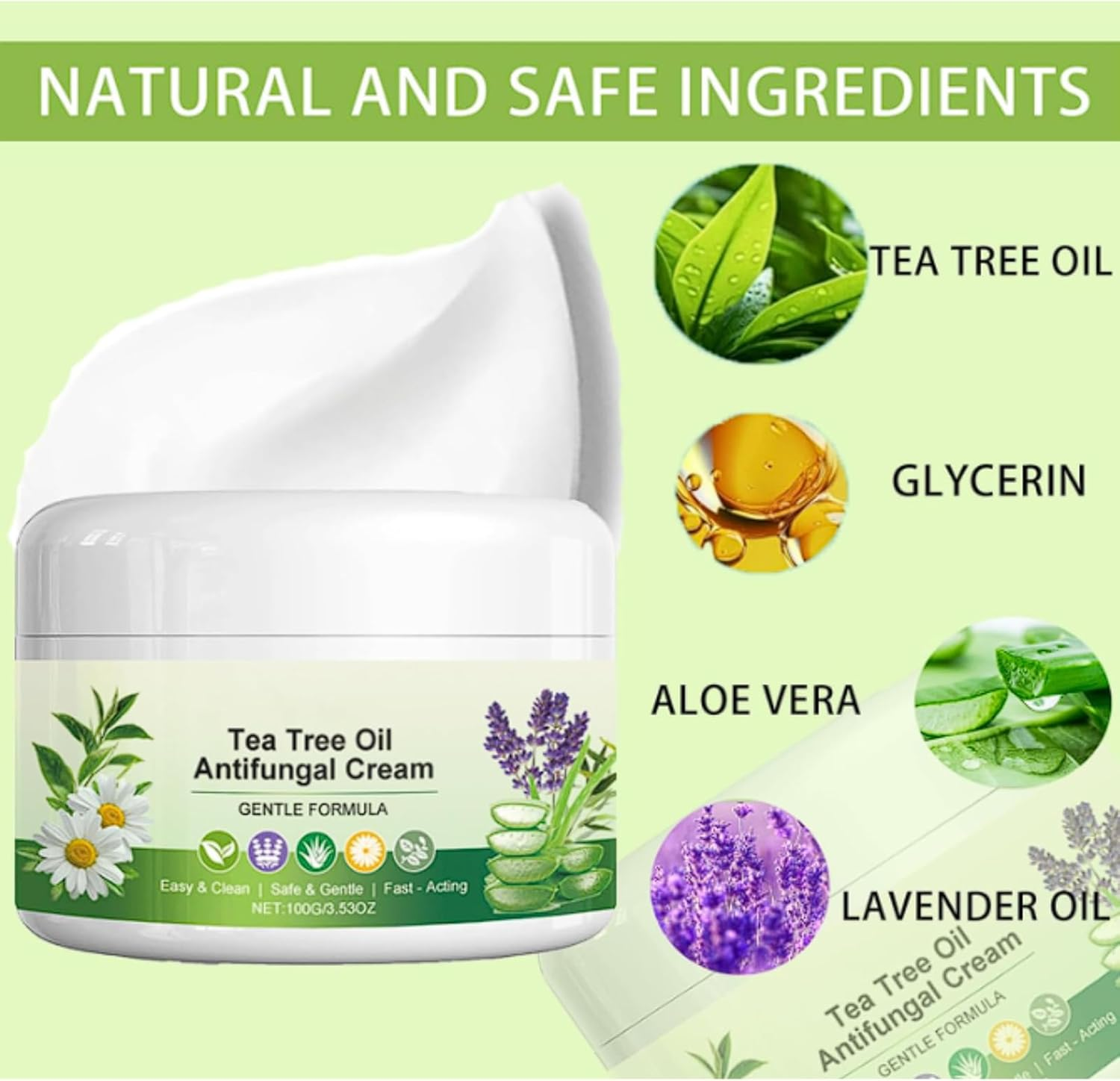 Tea Tree Oil Antifungal Cream, Soothing Moisturiser for Dry & Irritated Skin, Hydrating Foot & Hand Care with Natural Tea Tree Extracts for Men & Women (1Pcs) image number 4