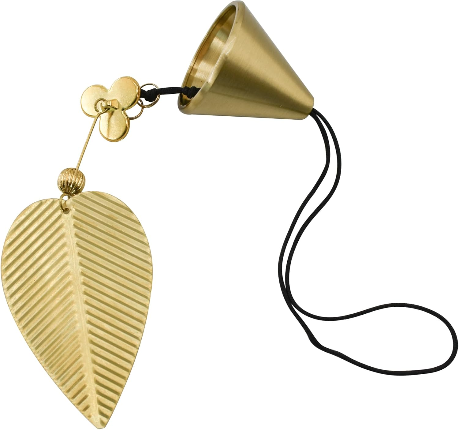 Mrmrkura Gold Leaf Hanging Bell Decorative Bell for Good Luck, Hanging Wind Chime Ornament Window Home Decor Chinese Feng Shui Bell (Cone Shape) image number 1