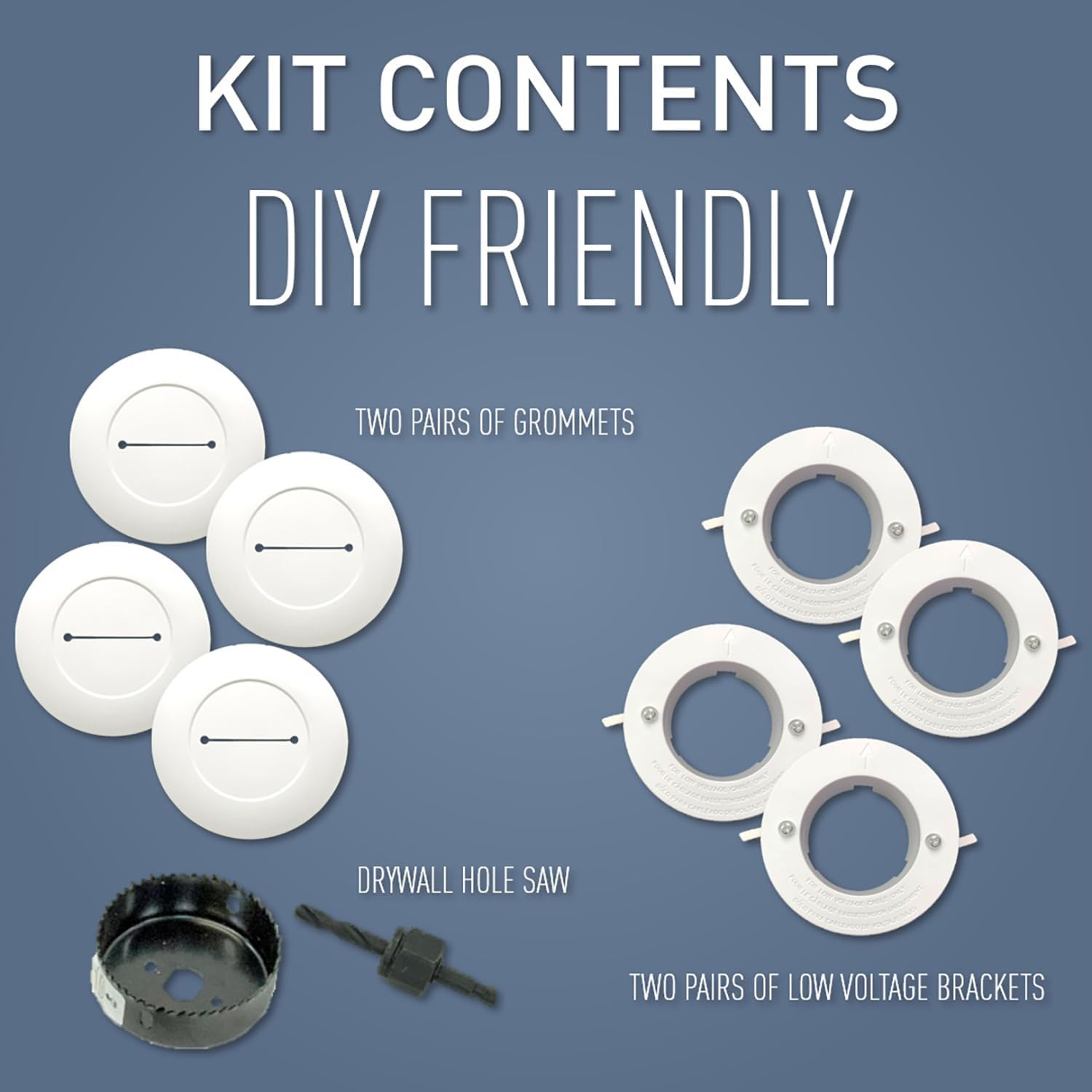 Legrand - Wiremold Grommet Kit, in Wall Cable Management Kit, Low Voltage, Mounting Brackets and Hole Saw Included, White, CCA62W, Pack of 2 image number 5