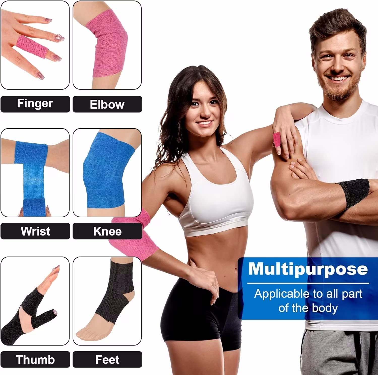 15 Rolls Self Adhesive Bandage Wrap,2 Inch Cohesive Bandage Self Adherent Wrap Breathable Athletic Tape Stretch Adhesive Wraps Sports Tape for Wrist Ankle Swelling Sprains,15 Colors image number 5