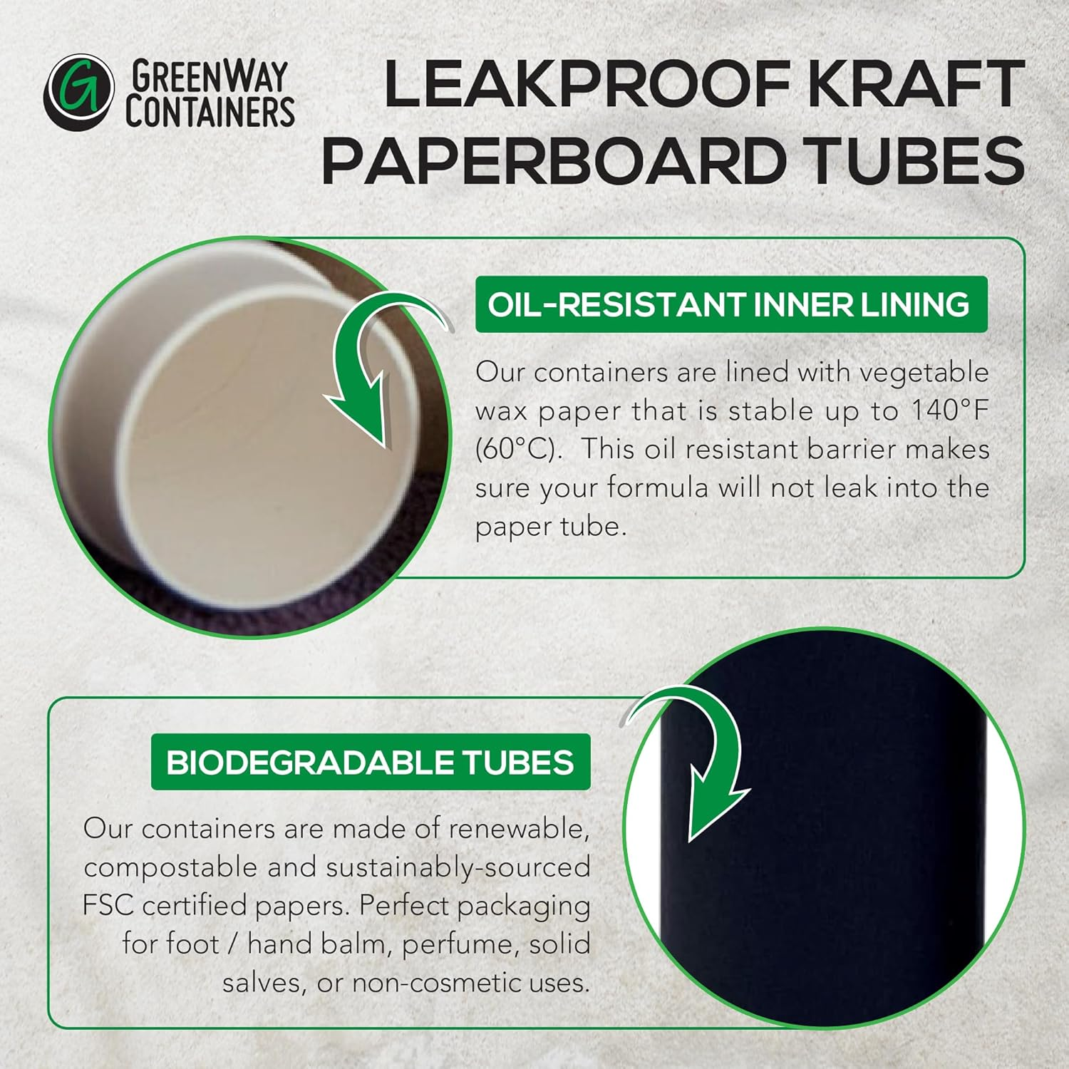 Greenway 2.5Oz / 70G Kraft Paperboard Deodorant Tubes with Lids - 25 Pack Solid Perfume Refillable DIY Cosmetic Containers - Deodorant Containers Lotion Tubes Empty Holder Kraft - White image number 5