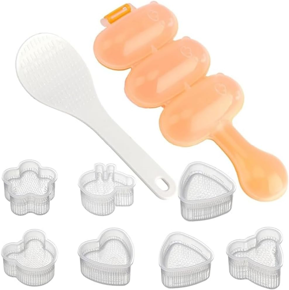 FUNNTY 9 PCS Cute Sushi Making Mold,Creative Cartoon Cute DIY Sushi Making Tool Set,Food Grade PP Material,Safe and Easy for Making Various Shapes of Onigiri/Sushi,Children'S Side Dishes, Bento. image number 1