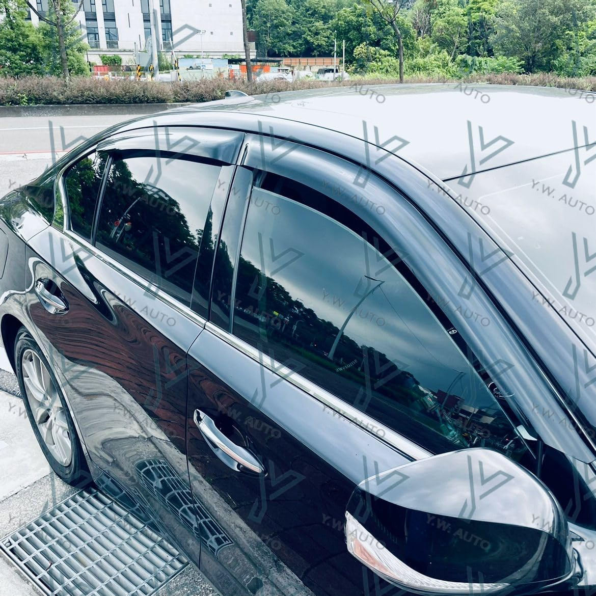 YW AUTO Window Visor Deflectors Rain Guard Compatible with 2014-2017 Infiniti Q50 image number 4