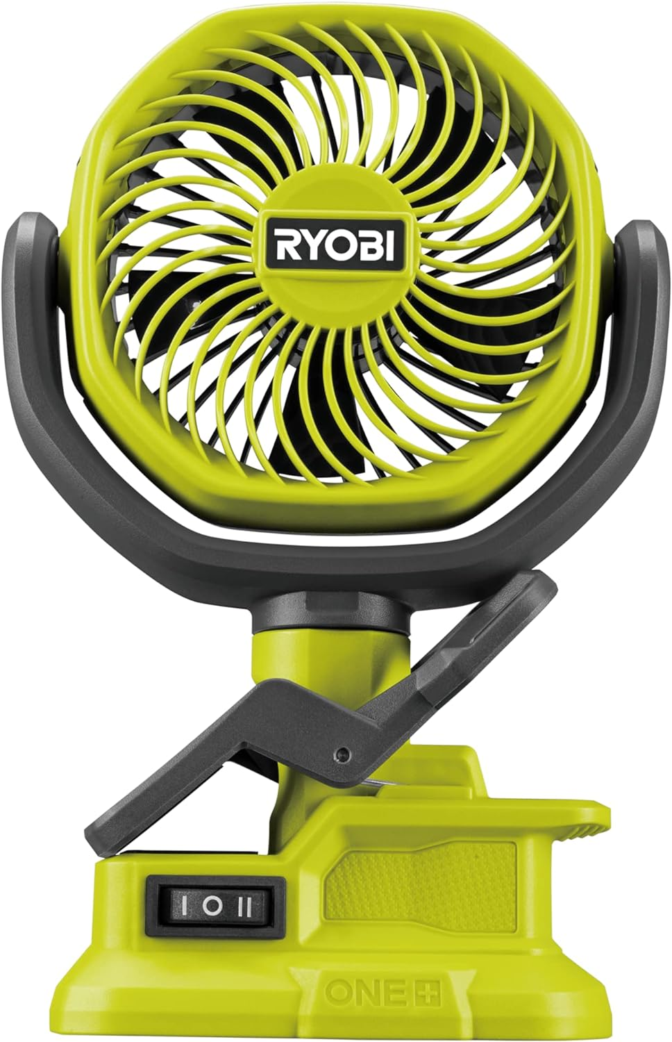 Ryobi 18 V Battery Clip Fan RCF18-0 (Compact and Portable Battery Fan, Rubberised Mounting Clip, 2-Level Adjustment, Drum Diameter (Cm) 10, without Battery & Charger in Box), Green image number 2