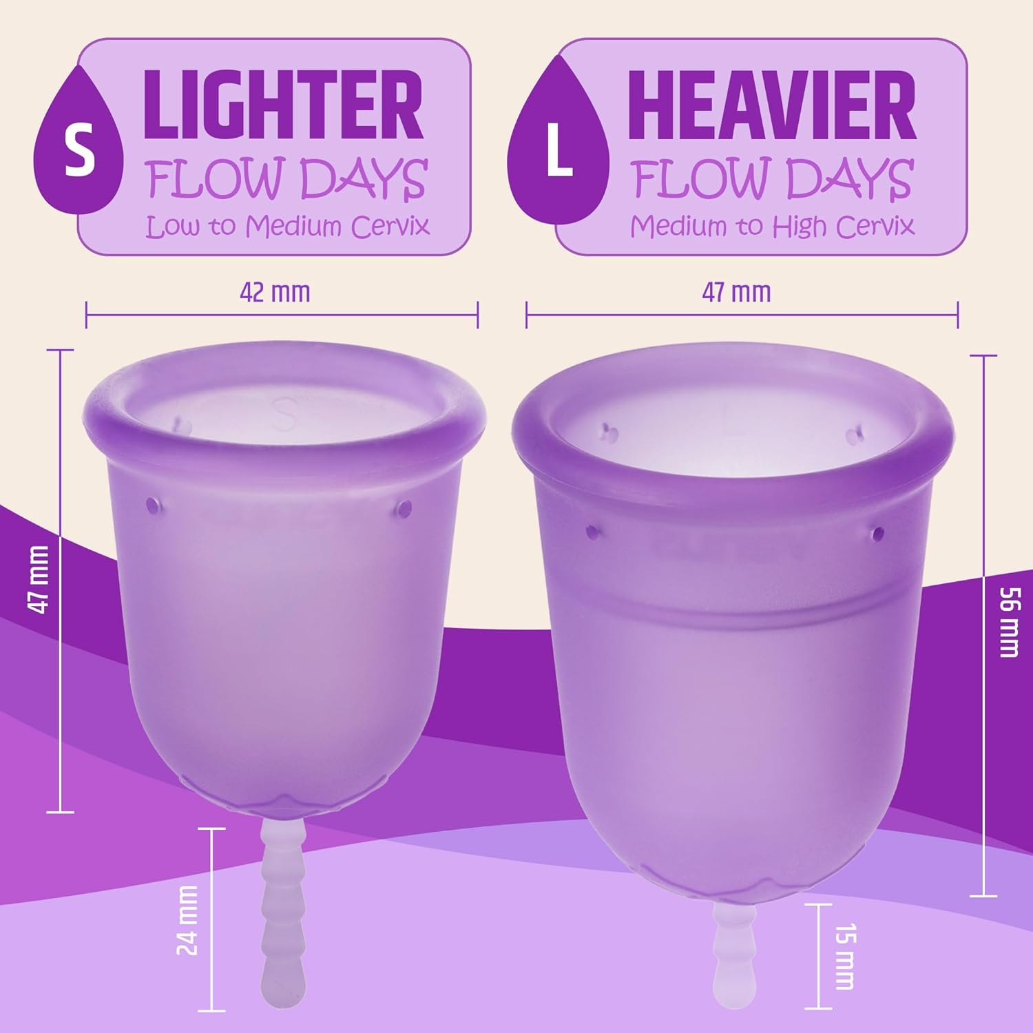 Venus Menstrual Cup - FDA Registered & 100% Medical Grade Silicone Reusable Period Cup - Unique Design to Ease Your Period Cycle - Large Capacity for Heavy Flow - Made in USA - Size Large - Purple image number 1