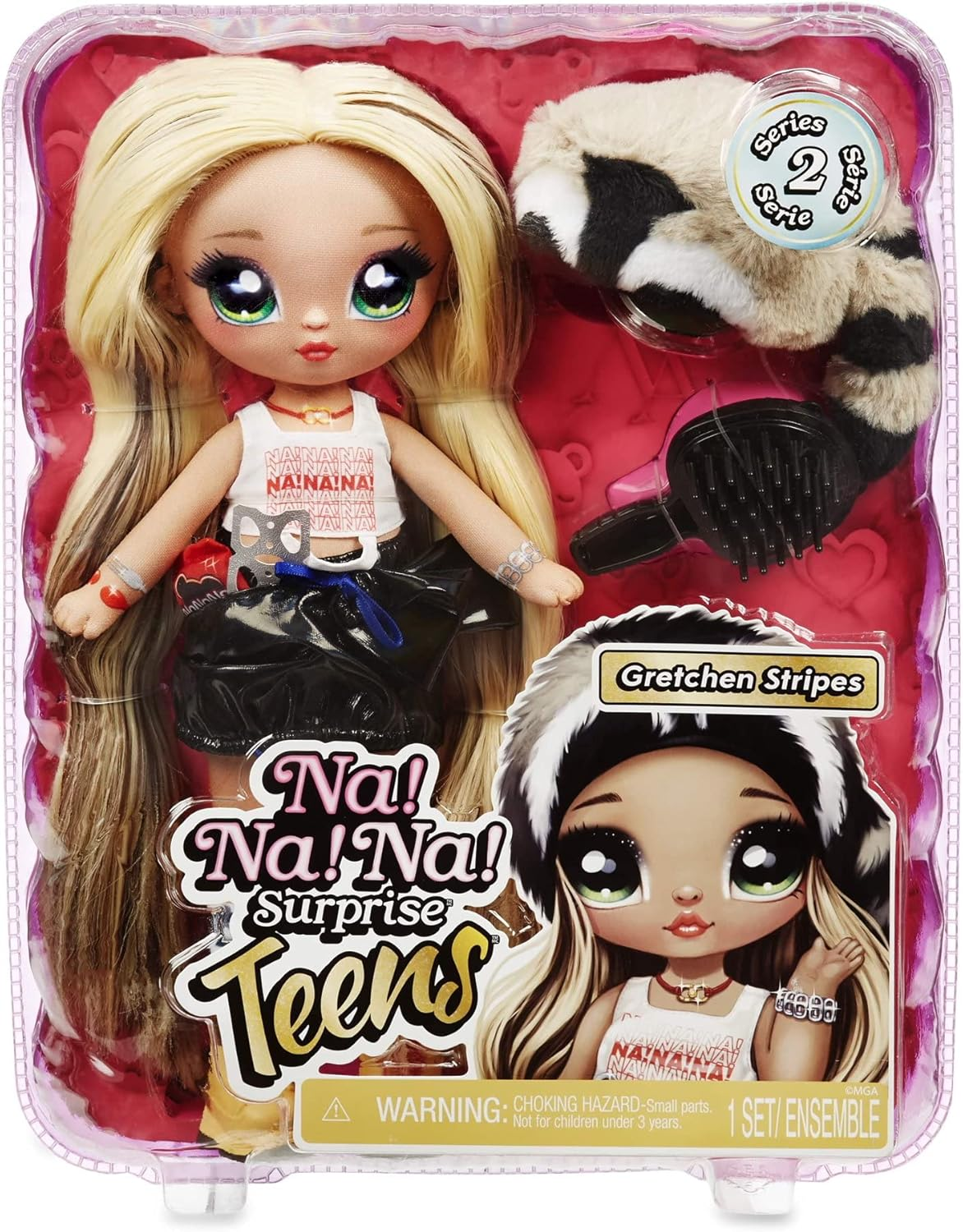 Na Na Na Surprise 575498EUC Teens Doll-Gretchen Stripes (Raccoon) image number 1