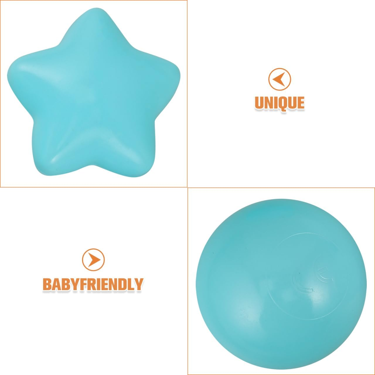 Totority 100Pcs 5 * 5 * 5Cm Toddler Crush Proof Plastic Balls Star Shaped Ocean Balls for Kids Water Play Party image number 2