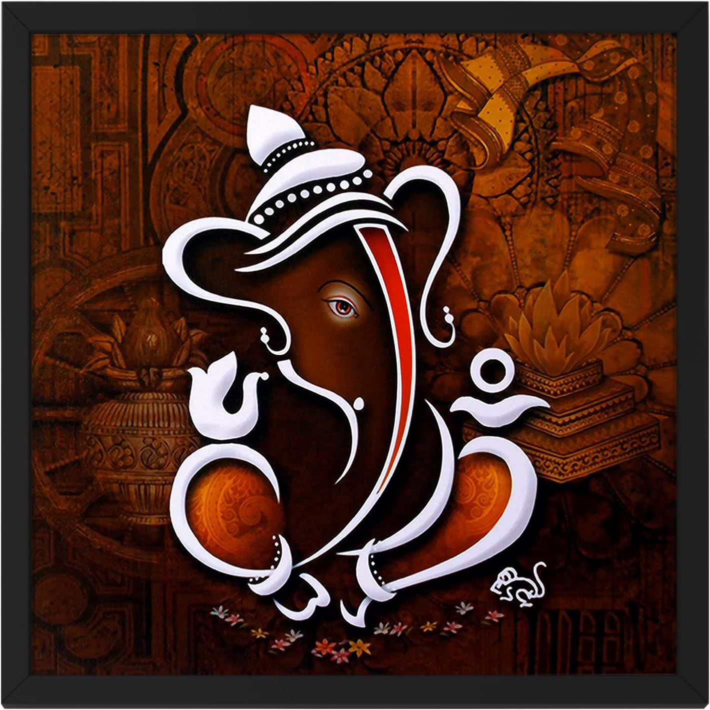 Ritwikas Floral Art Lord Ganesha Mattetextured Frame Painting image number 2