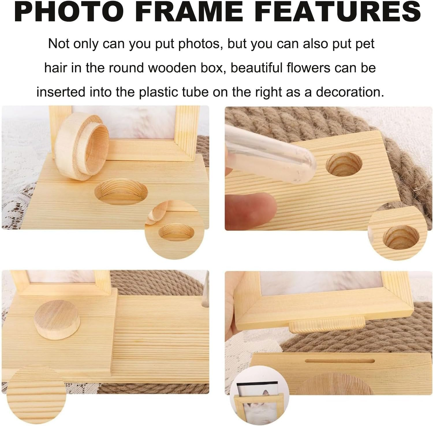 Pet Memorial Photo Frame &ndash; Handmade Wooden Tabletop Photo Frame and Pet Urn, Dog Passing Away Gifts, Pet Memorial Keepsake for Pet Lovers&rsquo; Desktop image number 1