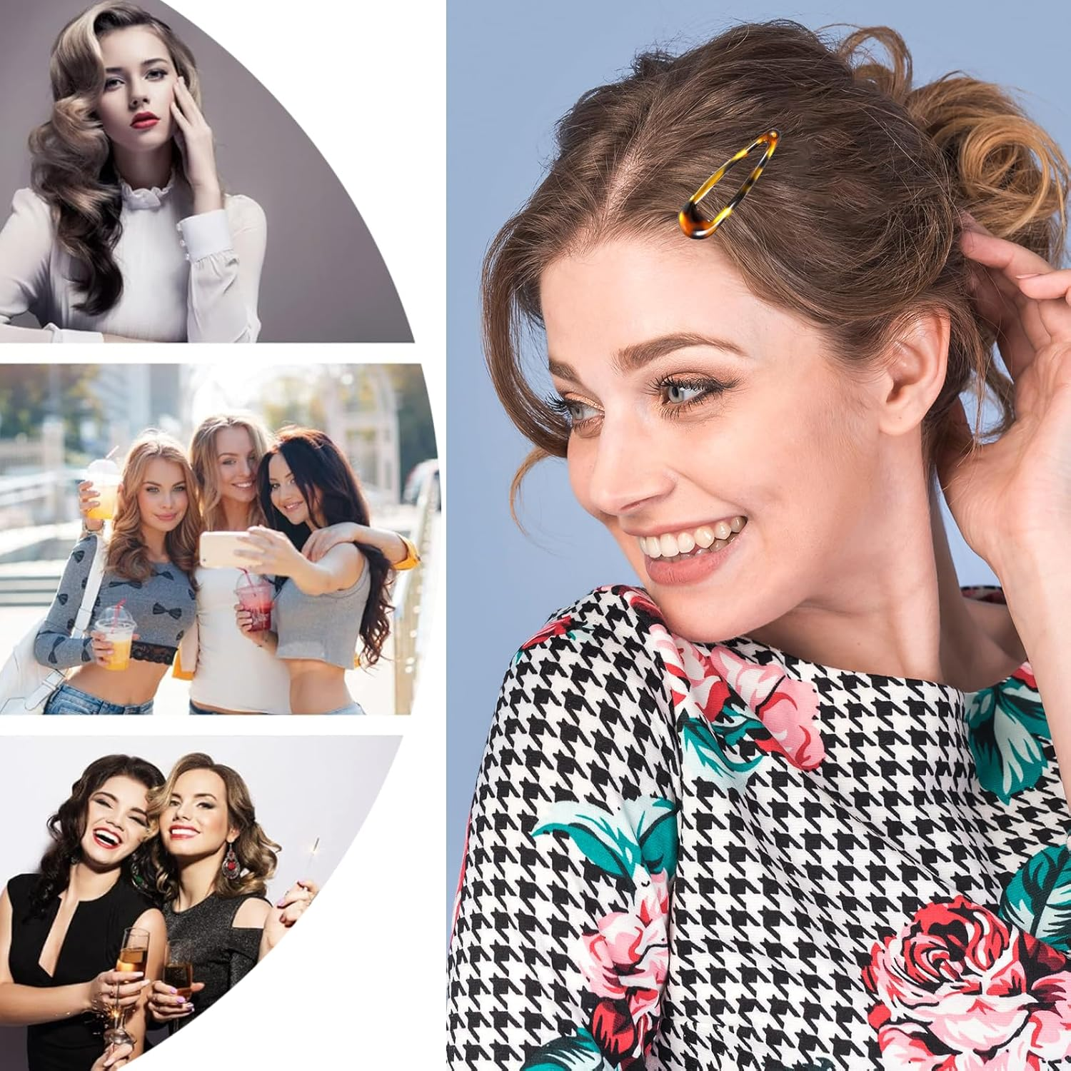 Whaleo Pack of 20 Hair Clips Women'S Girls Metal Hair Clip for Fine Hair Clips Women'S Clips Hair Clips Non-Slip Hair Clip Hair Clips French in Tortoiseshell Look Double Handle Snap image number 2