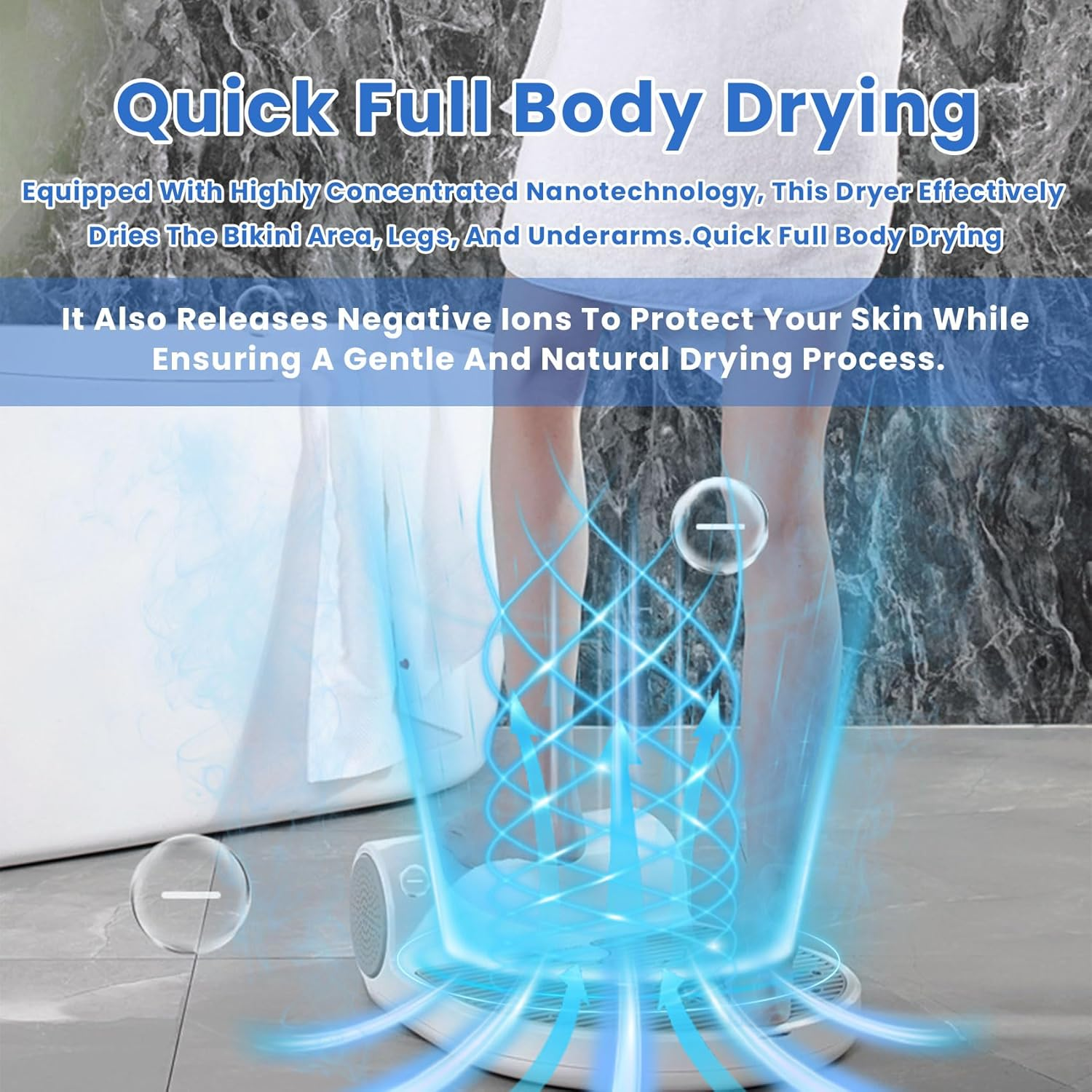 Body Refresher Machine, Body Refresher Cooling Machine, Full Bodys Dryer for after Shower, Touch in Control Bodies Heater Blow Dryer, Waterproof Non-Slip, Adjustable Speed (With Scale) image number 3