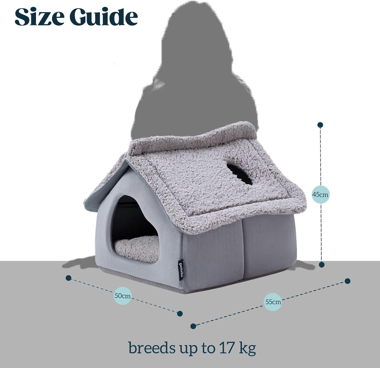 Pelzin Large Cat Houses for Indoor Cats - Cat Cave Bed with Removable Support Foam and Washable 2-Side Mat - Covered Cats Bed for Pet Hideaway - Enclosed Cat Hideout for Kitten and Small Pet image number 3
