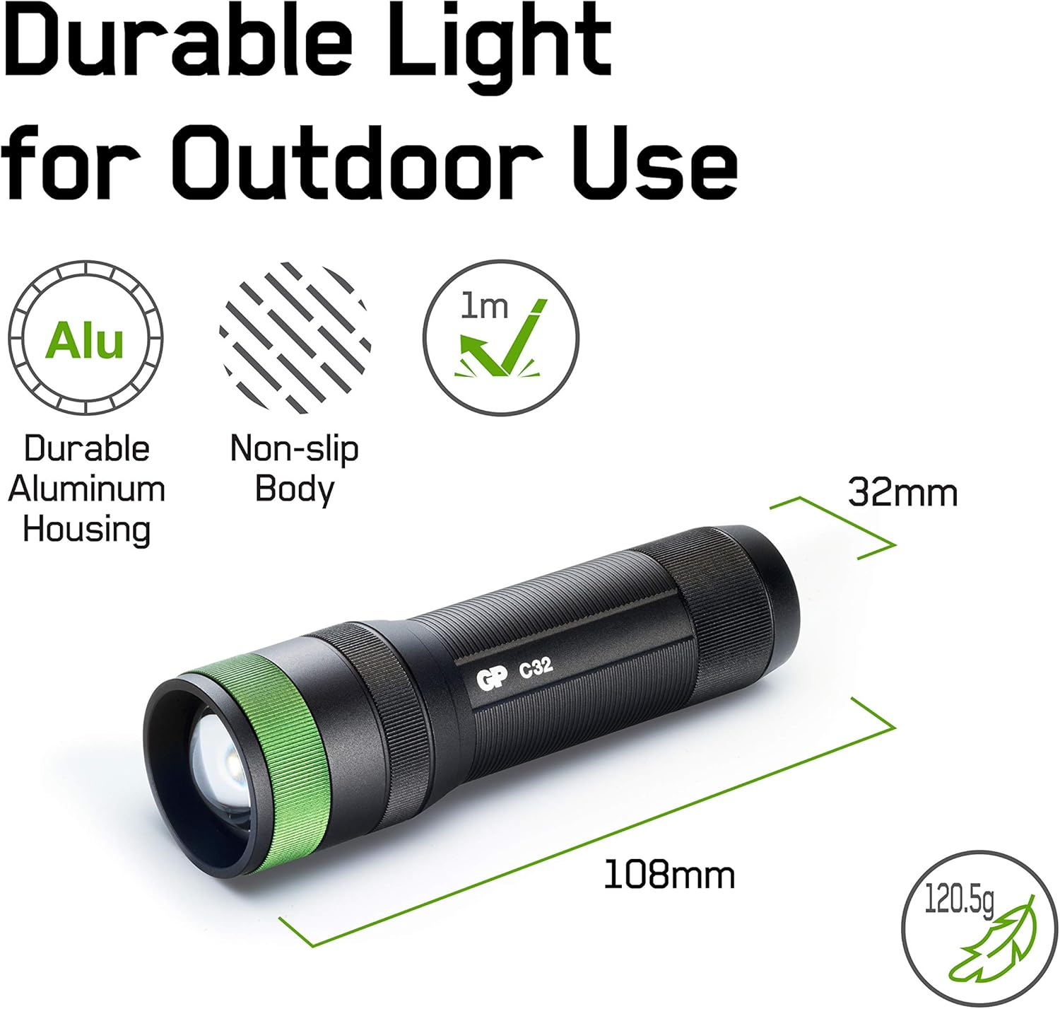 GP Batteries Discovery 300 Lumen LED Torch, Black image number 5