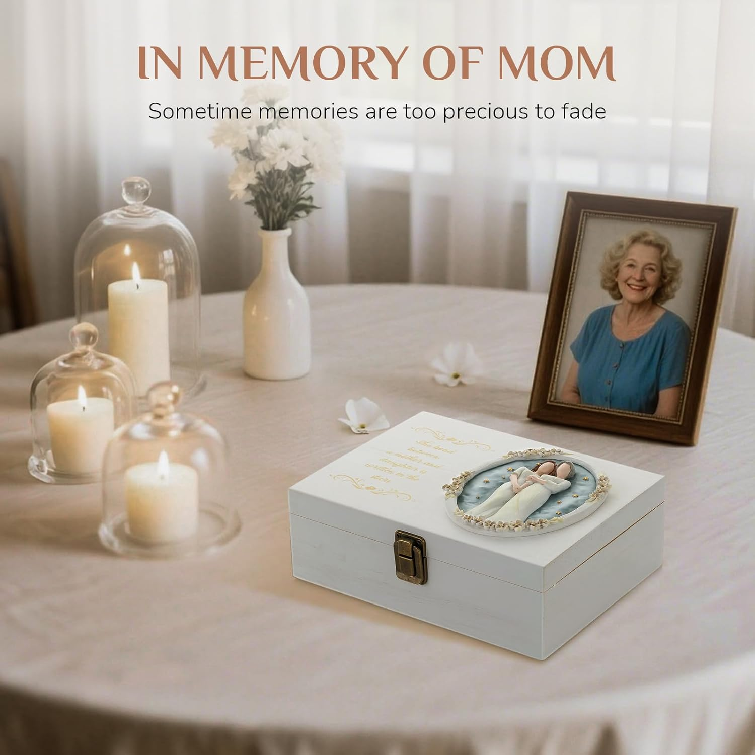 Mother Daughter Gifts - Mother of the Bride Gifts for Wedding - Daughter Birthday Present - Sympathy Memorial Gift for Loss of Mom Wooden Memory Box for Keepsakes image number 3
