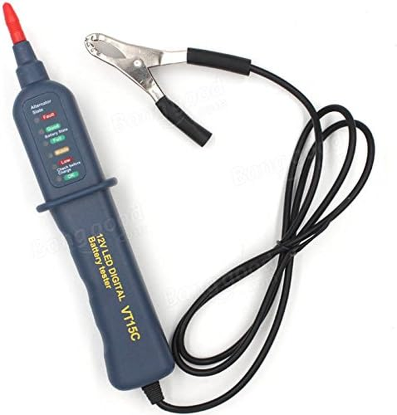 NUZAMAS Car 12V Battery Tester Alternator Testing Multi Functions Test Battery Condition and Charging with LED Indicator and Alligator Clips image number 3