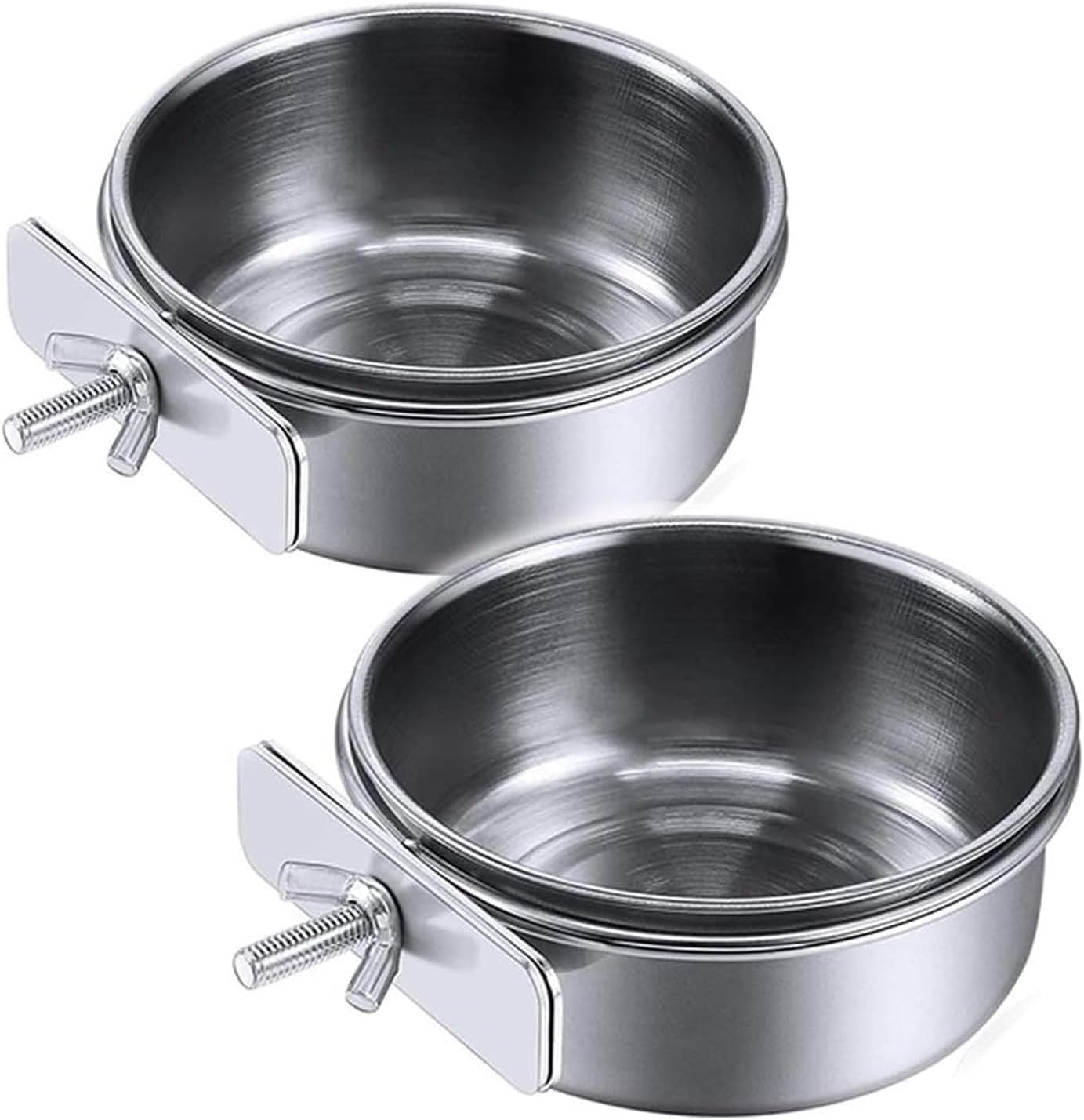 Lexziuo 2PCS Stainless Steel Bird Feeding Dish Cup - Parrot Food & Water Bowl, Chinchilla Feeder, Durable Cage Mounted Bird Feeders for Cockatiels, Lovebirds & Small Pets image number 2