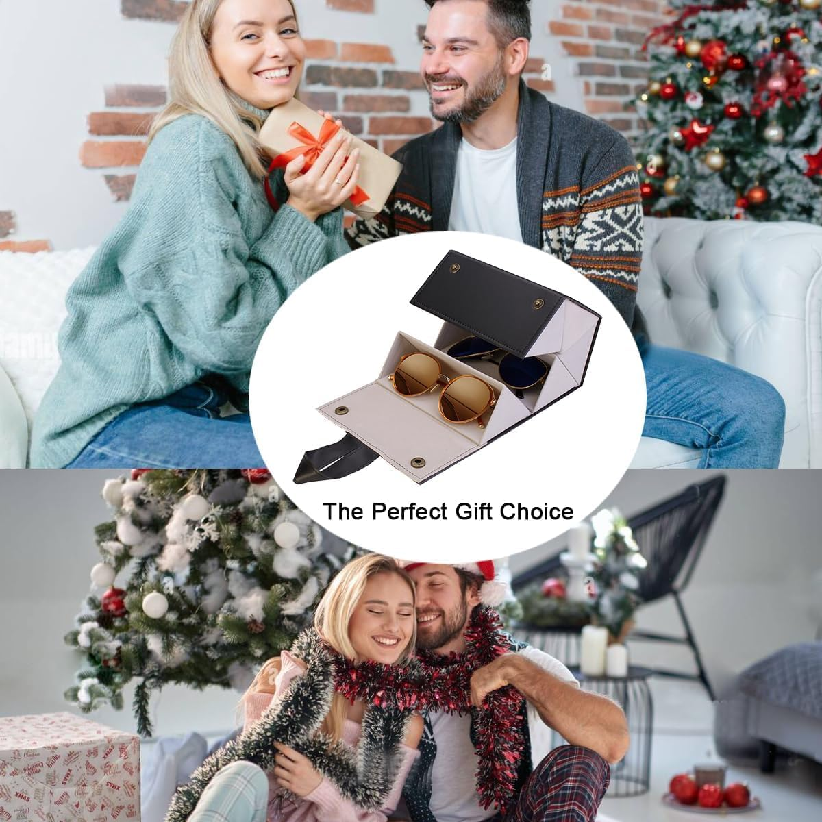 MKUCCD Sunglasses Organizer, Glasses Travel Case with 5 Slots - PU Leather Hanging Foldable Eyeglasses Case，Sunglass Organizer Travel for Women, Men image number 3