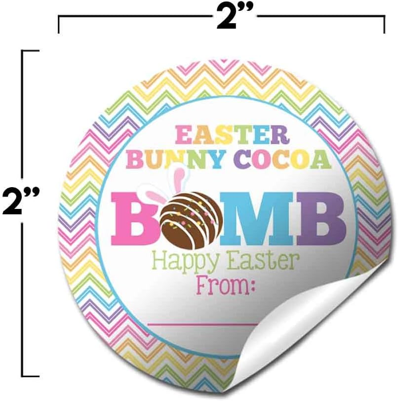 Easter Bunny Cocoa Bomb Bunny Ears Themed Happy Easter Hot Cocoa Bomb Sticker Labels, Total of 40 2" Circle Stickers (20 Sets of 2) by Amandacreation image number 3