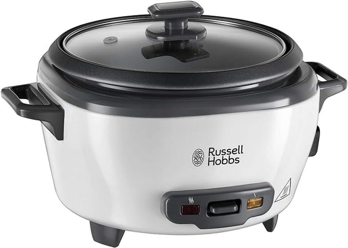 Russell Hobbs Rice Cooker Small [Medium] 0.8L (Incl. Steamer Insert, Reheat Function, Non-Stick Pot, Rice Scoop and Measuring Cup) Slow Cooker for Vegetables and Fish