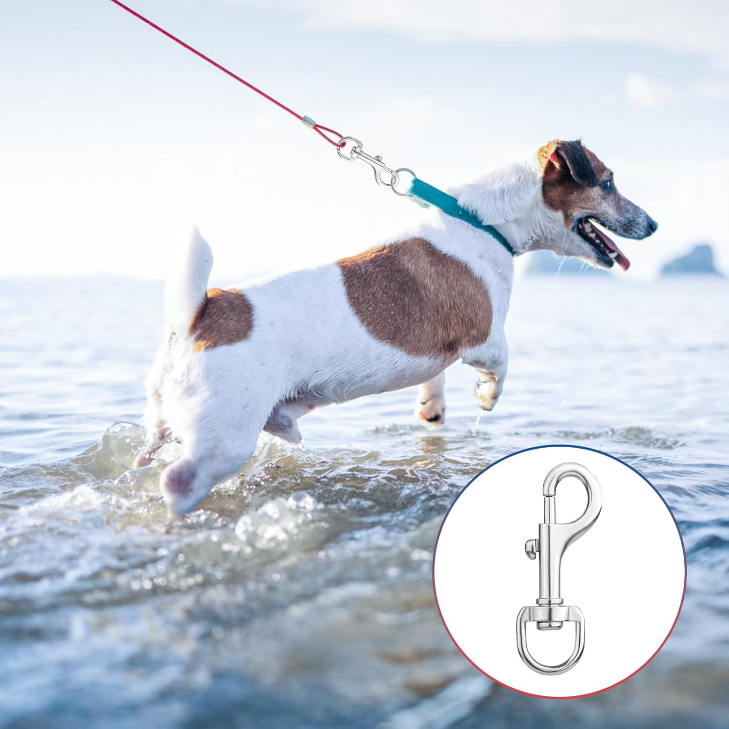 4 Pieces Flag Pole Rings, 360 Swivel Snap Hooks Heavy Duty Lobster Claw Clasps Buckle Clips for Dog Leash Camping Keychains Boat Rope