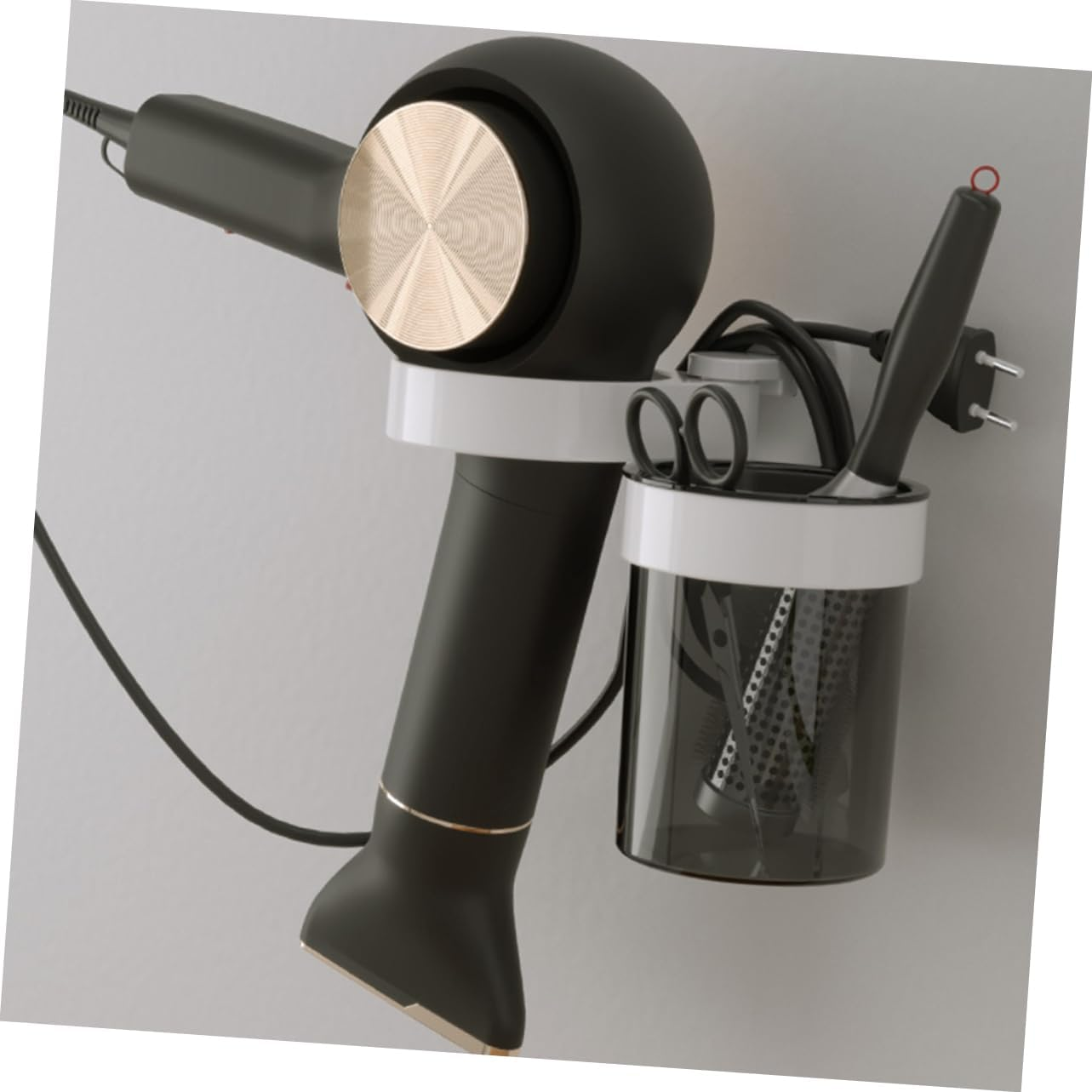 HONITANO Hair Dryer Holder Wall Mounted Bathroom Storage Rack Punch Design for Easy Installation Lightweight Durable Organizer for Hair Care Supplies Modern image number 6