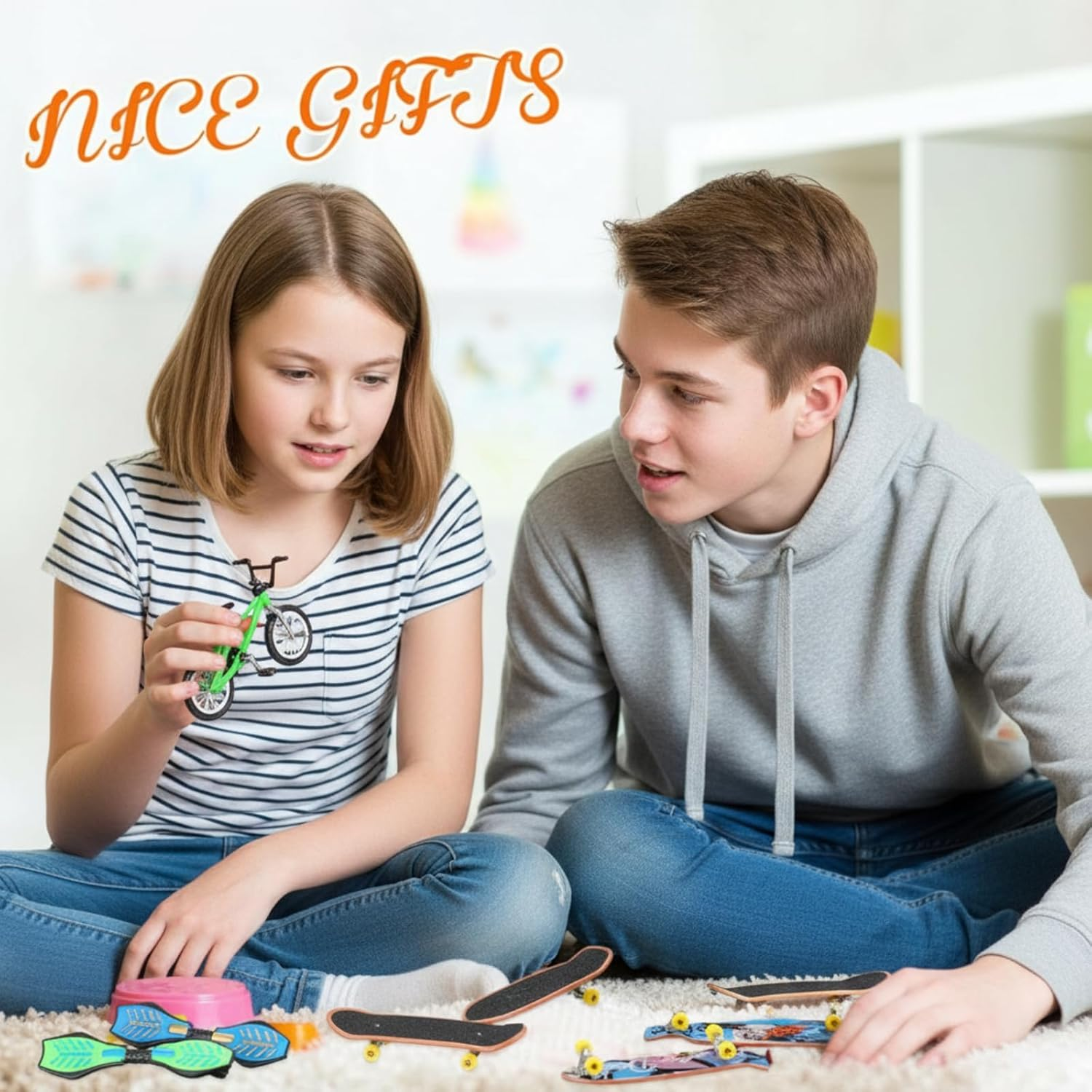 31 Pieces Mini Finger Toys Set Includes Finger Skateboards, Finger Bikes, Mini Scooters and Matched Wheels and Tools Accessories Educational Toys for Party Favors (Fun) image number 1