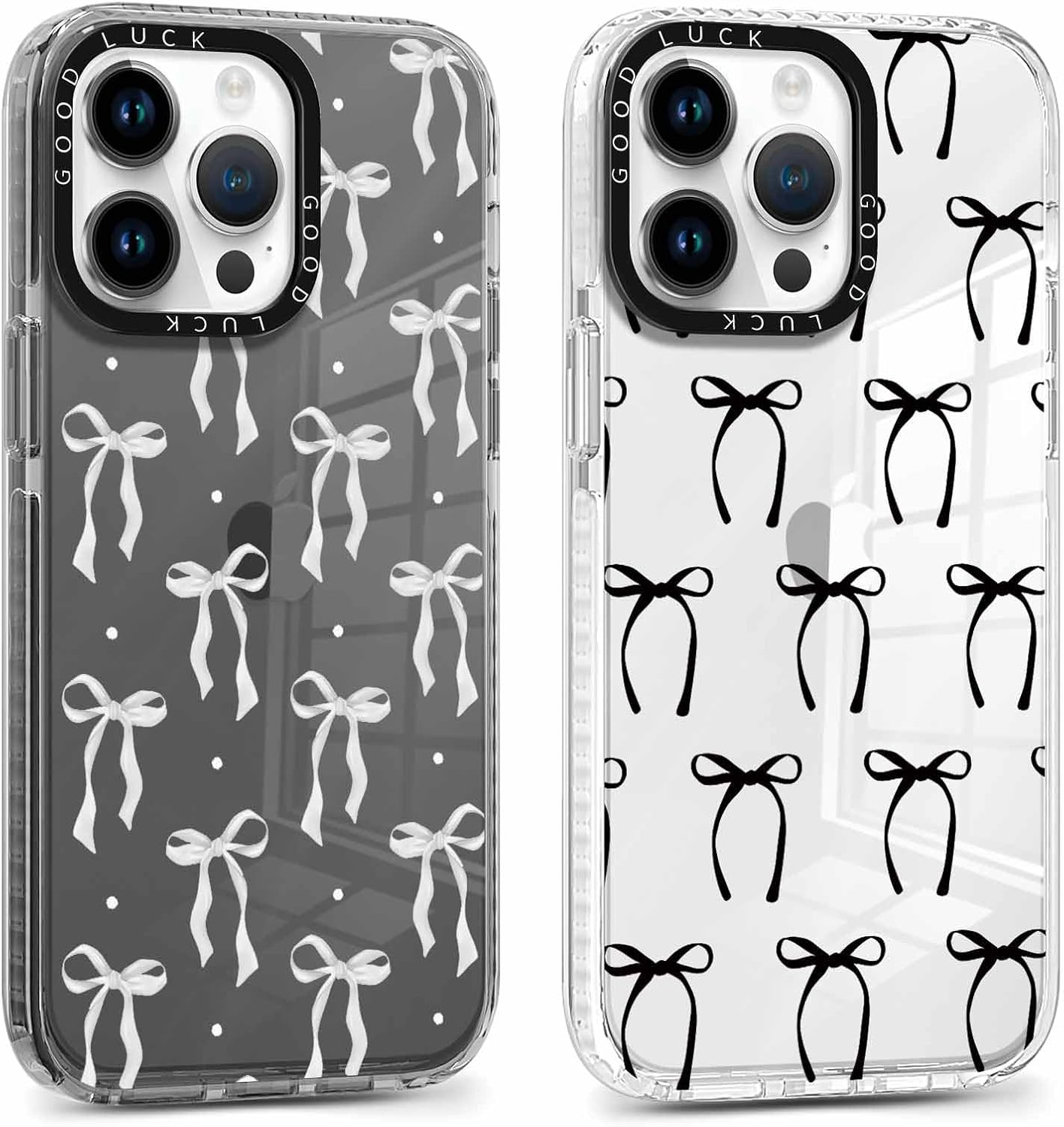 Xylota 2 X Transparent Mobile Phone Case for Iphone 16 Pro 6.3 Inch Case, Transparent Case Pattern Aesthetic Bows Girls Women Protective Case Soft Silicone TPU Bumper Shockproof Cover for Iphone 16 image number 5