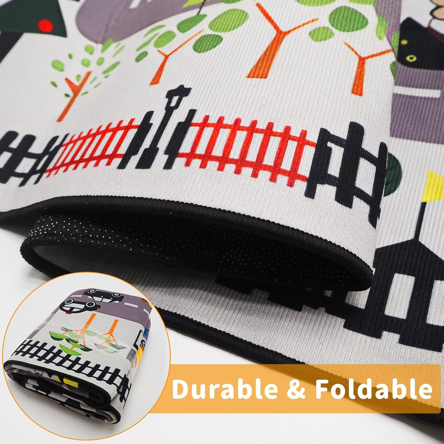 Kids Carpet City Play Mat, Kids Car Rug Play Mat, Educational Learning Carpet City Road Traffic Fun Play Area Rugs, Non-Slip Floor Mat for Playroom Room Decor (Road 2, 100 * 150Cm)