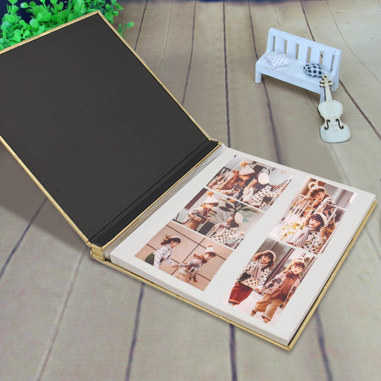 Leather Cover Photo Album 600 Pockets Sewn Bonded Memo Album Slots Album Hold 4X6 Photos 5 per Page Mother'S Day Present Wedding Memory Album (Gold L-Leaf)&hellip; image number 3