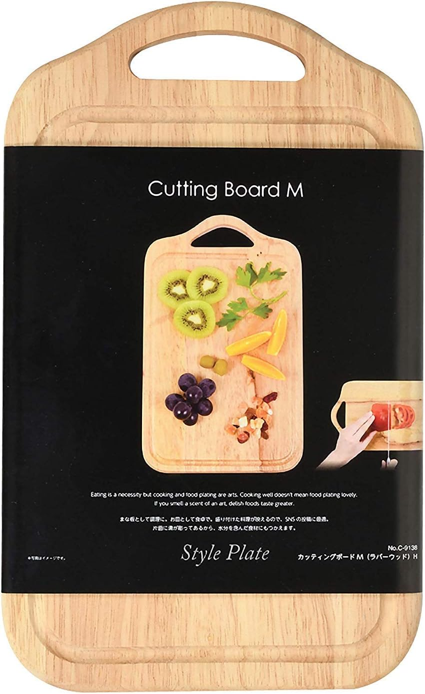 Pearl Metal C-9138 Cooking Cutting Board, Rubber Wood, Medium Size, Cutting Board, Style Plate image number 3