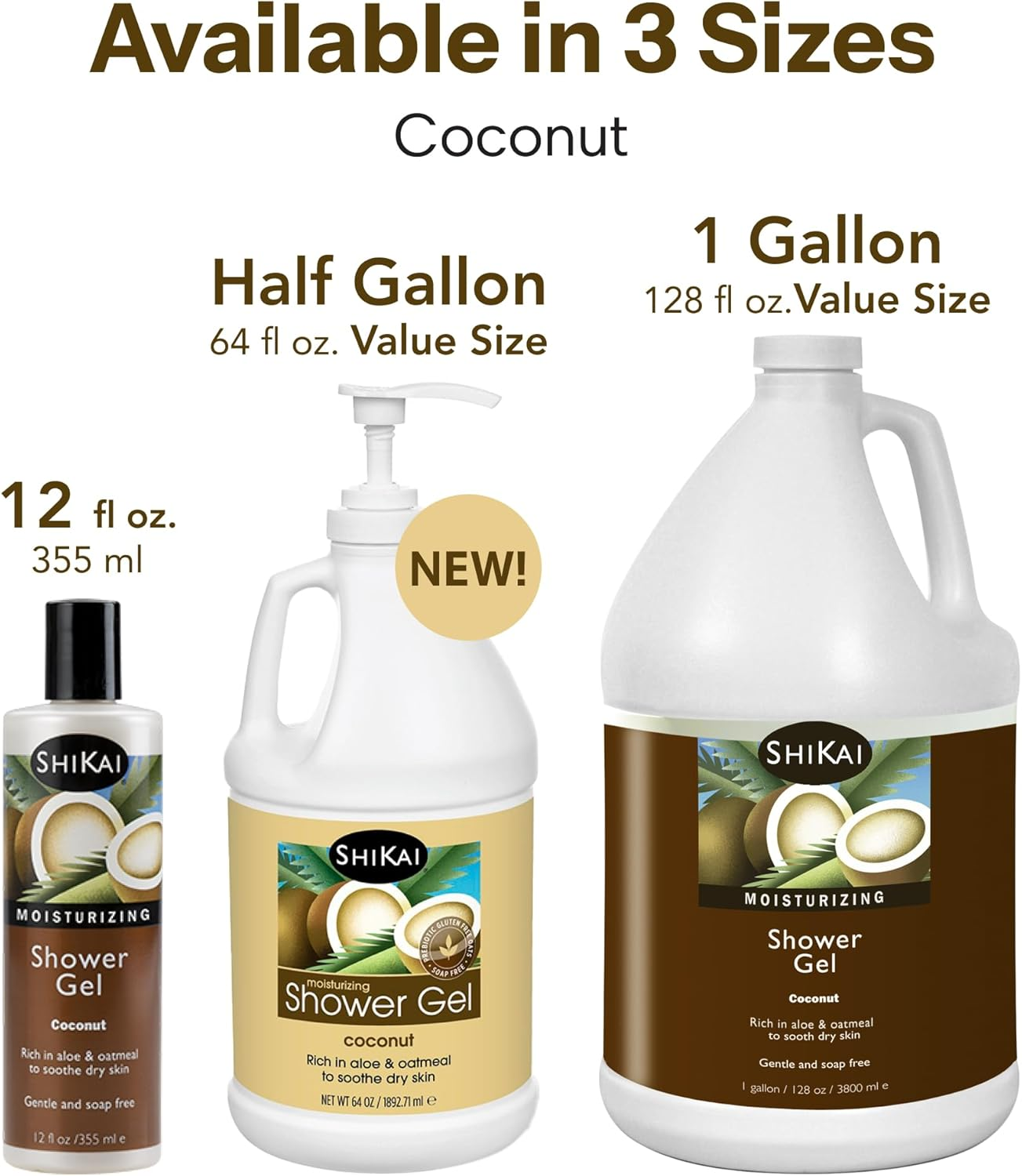 Shikai Moisturizing Shower Gel, Coconut, 12 Ounce (Pack of 2)