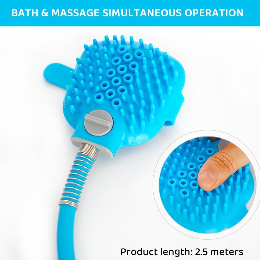 2-In-1 Pet Shower Sprayer & Massage Brush &ndash; Handheld Dog and Cat Bathing Tool with Detachable Shower Head, Slip-On Faucet Attachment, Silicone Scrubber for Indoor & Outdoor Grooming image number 3