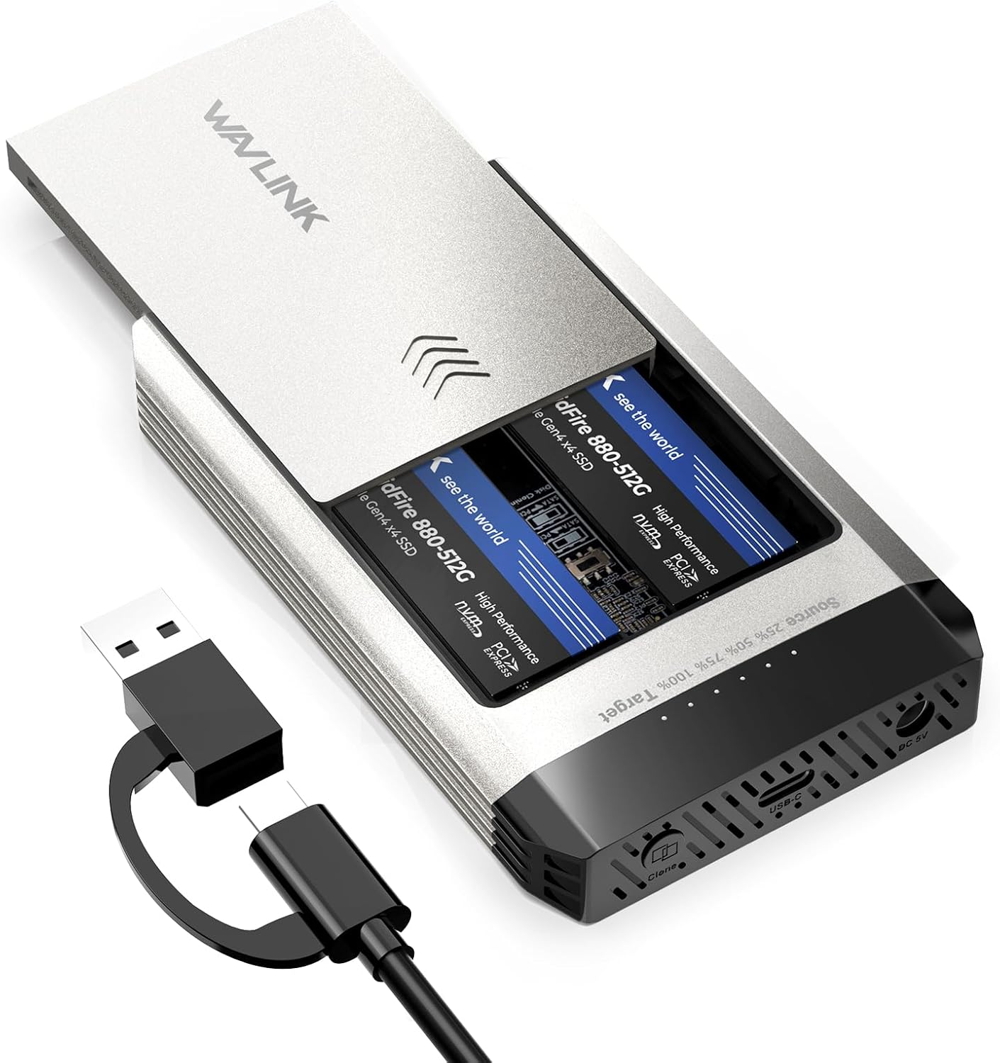 WAVLINK Nvme Cloner, M.2 Cloner Dual-Bay Offline Clone Tool-Free, 20Gbps M.2 Duplicator with Heat Dissipation, Nvme Enclosure for Ssds Pcie Sizes 2230/2242/2260/2280, Supports Nvme and SATA, up to 8TB image number 6