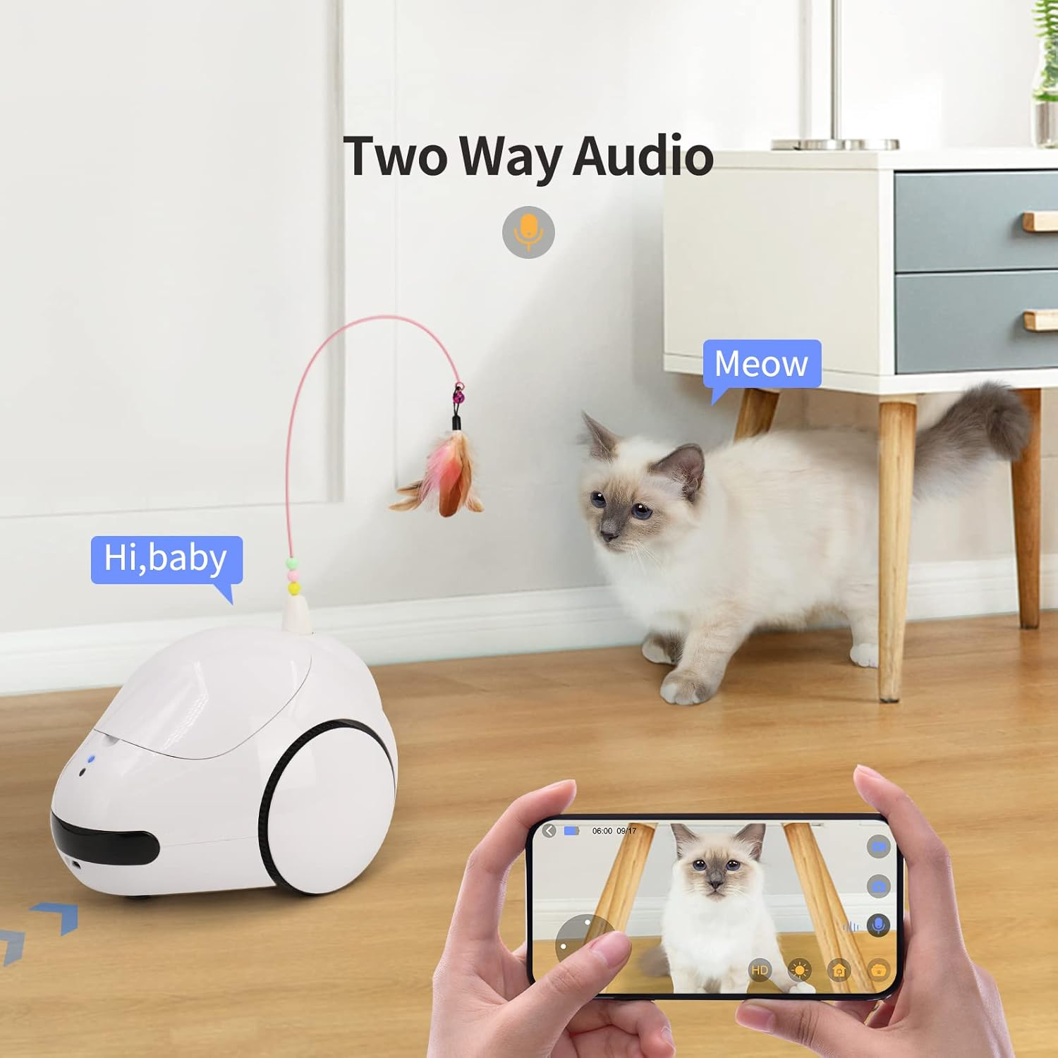Pumpkii Pet Camera for Dog and Cat, Self-Charging Smart Pet Treat Dispenser Robot, Automatic Cat Feeders, Moving Home Security Camera Night Vision