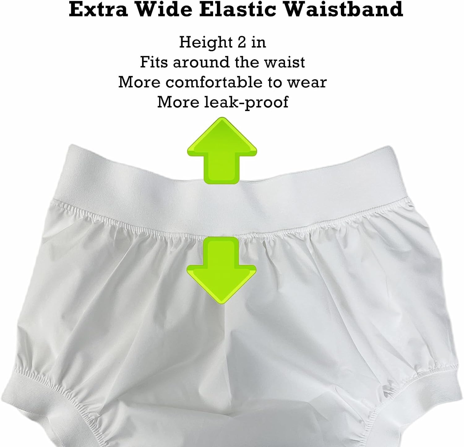 AQX Adult Plastic Pants, Reusable Waterproof Underwear for Incontinence, Leakproof High Waist Cloth Diaper Covers 2Pcs (Blackwhite-2Pcs, S) image number 6