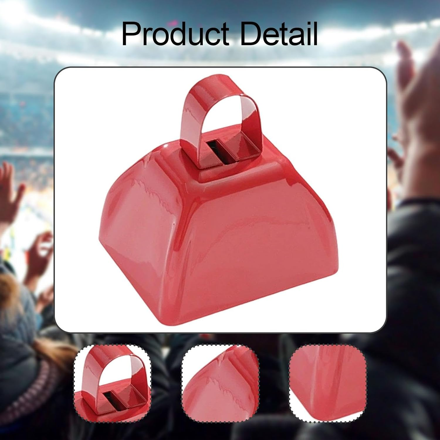 Yunhgft Metal Cowbell, 7.4 X 6 X 7.5 Cm, for Parties, Cheering, Graduation, Red - Red image number 5