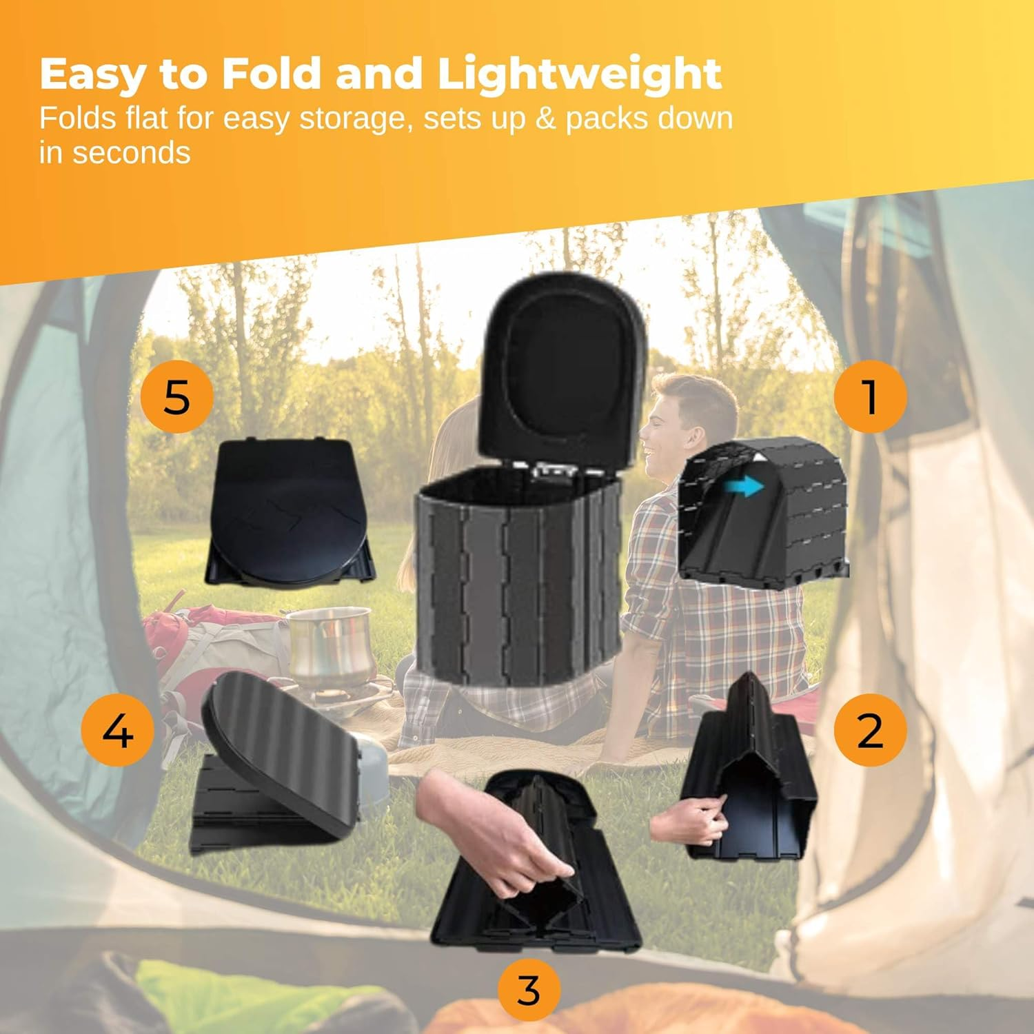 Social Hike Portable Folding Camping Toilet - Outdoor Lightweight Compact Potty image number 3