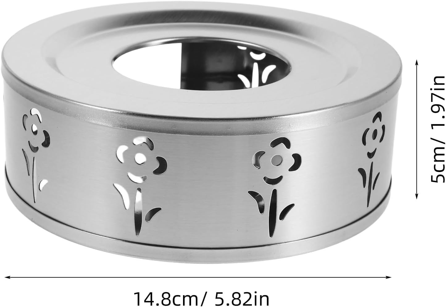 DONFAMDS Stainless Steel Teapot Warmer with Artistic Flower Pattern Convenient Warm Tea Base for Espresso Coffee Milk User-Friendly Water Kettle Heater Stand for Household and Outdoor Use image number 1