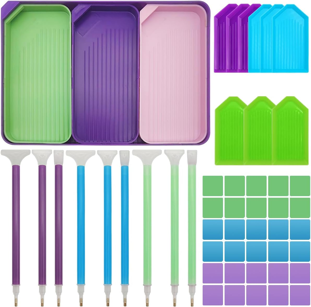 AFUNTA 52 PCS Colourful Diamond Paintings Accessories, 9 Diamond Art Pens, 13 Diamond Art Trays, 30 Diamond Art Wax image number 5
